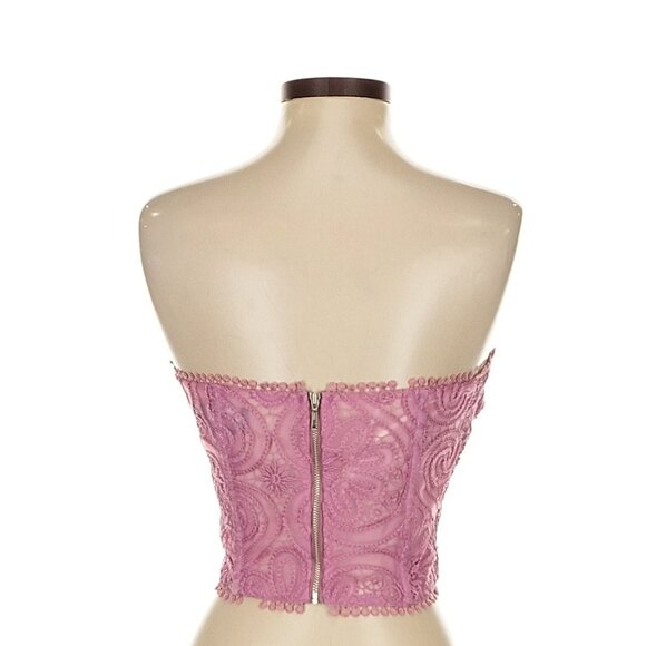 PatBO Cropped Lace Bustier Top in Lilac 2 - Picture 3 of 6
